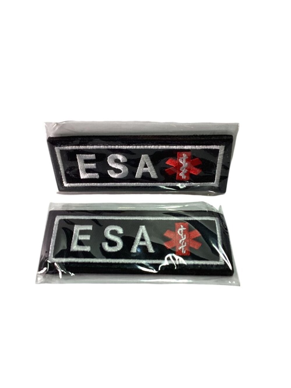 2 Pack 4pc ESA Hook and Loop Patches Sew On Heavy Fabric Embroidered 4"X1.5" New